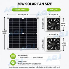 Solar Powered Dual Exhaust Fan Kit IP57 Waterproof Ventilation System for Coop