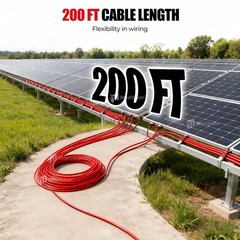 200 FT Solar Wire 10 AWG Solar Panel Extension Cable w/ Flexible Wire Connectors