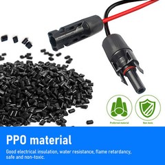 Labwork Black + Red Solar Panel Extension Cable Wire Connector 1 Pair 12/10 AWG