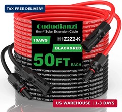Oududianzi Solar Extension Cable 50Ft, Solar Wire 10AWG, 10 Gauge Tinned Copper