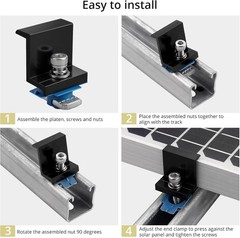 10pcs Solar Panel End Clamp for Standard Unistrut, Aluminum 1.57″ Solar Panel…