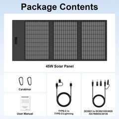 45W foldable solar panel USB-C DC Type-C for small power station Android tablet
