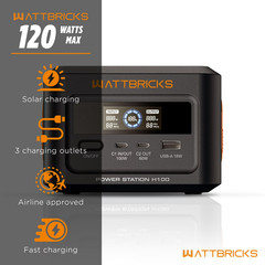 【NEW】WATTBRICKS ENERGY 120-WATT PEAK PORTABLE POWER STATION & SOLAR PANEL BUNDLE
