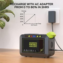 Portable Power Station 80W Multi-Output Solar Battery Charger Camping & Home New