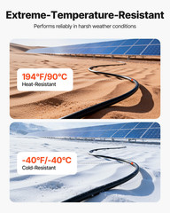 10AWG Solar Panel Wire Kit 100FT Red + 100FT Black PV Cable IP67 Copper