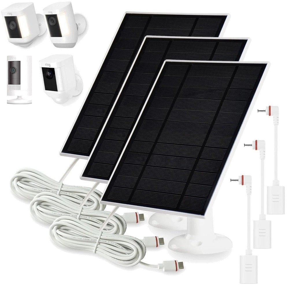 High Efficiency Solar Panel for Ring Cameras – 3 Pack