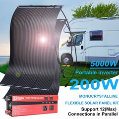 Kit 5000W Power Inverter Flexible Solar Panel Power Station for Outdoor RV/Boat