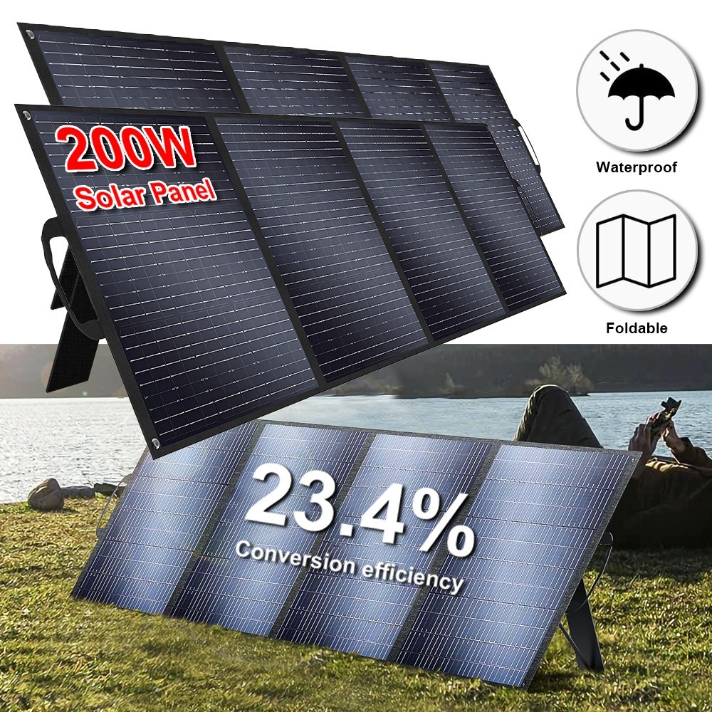 2PCS Foldable 200W Solar Panel ETFE-Coated & Monocrystalline Power Backup