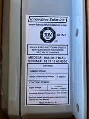 Innovative solar, Rapid Shutdown Device, Model #RS6-D1-P1CAC (New)