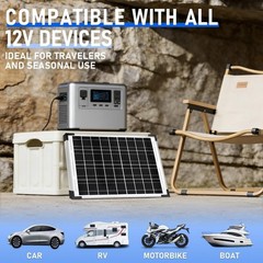 20W 12V Monocrystalline Solar Panel Kit with Charge Controller & Cables for R…