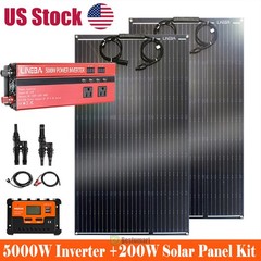 200W Portable Solar Panel Kit & 5000W Car Inverter Power System for Summer