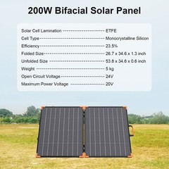 MHPOWOS 100W 200W Portable Solar Panel Bifacial for Jackery Explorer 1000 v2