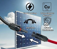 8 AWG 8 Gauge Pair 10 Feet Black + 10 Feet Red PV Photovoltaic Solar Panel Ex…