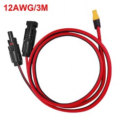 12 AWG 10ft XT60 Female to Solar Connector Solar Panel Extension Charging Cable