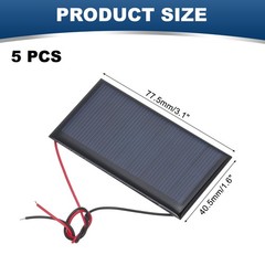 5 Pcs 4.5V 0.36W 80mA Mini Solar Panels with 2 Cable 77.5mm x 40.5mm