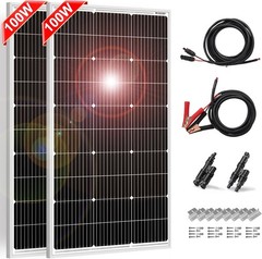 200W Solar Panel Kit 2×100W Monocrystalline W/ Aluminum Frame & MC4 Mounting