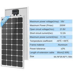 200W Watt Mono Solar Panel 12V Battery Charger Home Boat Camp RV Off Grid Charge