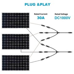 Solar Connectors Y Branch Parallel 1 to 4 Adapter Kit 1000V 2/3/4 Waterproof USA