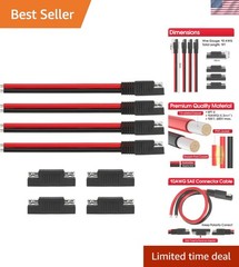 10AWG SAE Extension Cable 1FT 2-Pin Quick Disconnect Weatherproof 4 Pack