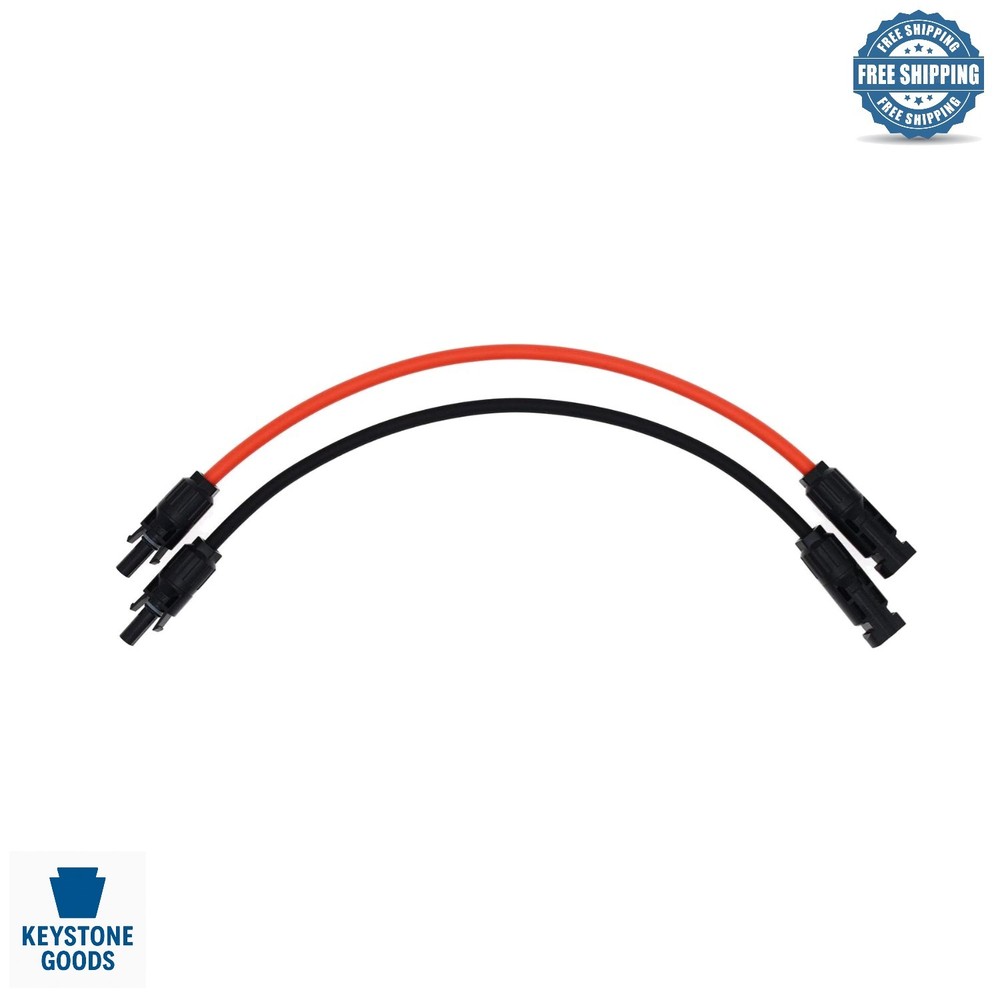 10AWG Waterproof Solar Extension Cable 1ft with PV Connectors