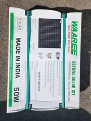 WAAREE WSBC-50 CEYONE SOLAR KIT w/30A CHARGE CONTROLLER, 50 Watt SOLAR PANEL KIT