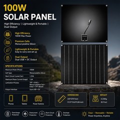 100W Portable Flexible Monocrystalline Solar Panel USB DC Outdoor RV Camping Use