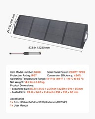 VEVOR 200W Foldable Solar Panel 24% High-Efficiency Portable Mono Solar Panel