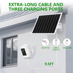 8W Solar Panel for Security Camera, 5V Charger, IP65 Waterproof – Compatible