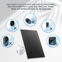 5W Solar Panel for Security Camera, Solar Panel with Micro USB & USB-C Port for