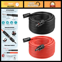 10 AWG Solar Extension Cable 200FT (100FT Black + 100FT Red) for Solar Panels, R