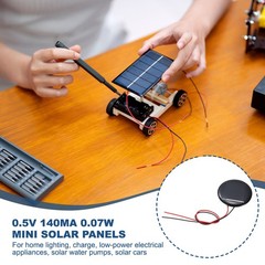 5Pcs 0.5V 0.07W 140mA Round Mini Solar Panels with Cable