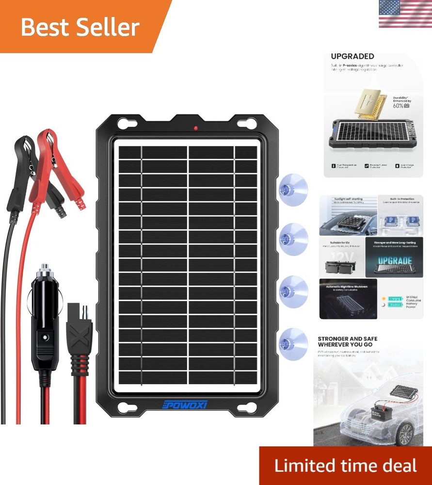 9W Waterproof Solar Battery Trickle Charger – Perfect for 12V Vehicles