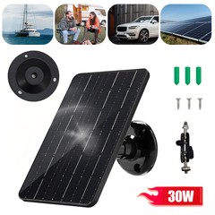 30W Solar Panel for CCTV Camera Security Cam USB C Power Outdoor Battery Charger