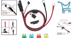 2 FT SAE Extension Cable Copper 10GA Waterproof Quick Connect with Fuse