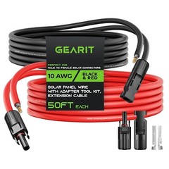 10AWG Solar Extension Cable 50FT Black – 50Ft Red Male to Female Solar Connec…