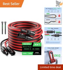 30FT 10AWG Solar Extension Cable Waterproof Connectors for RV and PV Systems