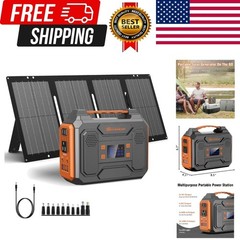 Portable Solar Generator, 300W Portable Power Station with Foldable 60W Solar…