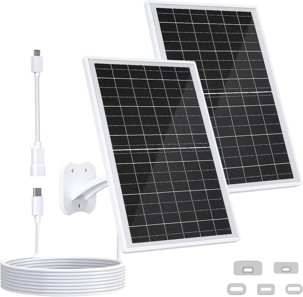 13W Solar Panel for Eufy Camera, 5V USB/USB-C Solar Charger Compatible with Eufy