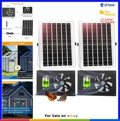 Solar Exhaust Fan 15W IP65 Waterproof Battery Powered Timer 16.4ft Cord for