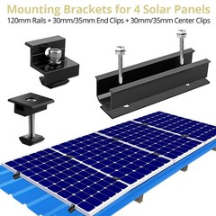 Solar Panel Mounting Kit – 10 Rails, End & Center Clamps, Wrench, Waterproof for
