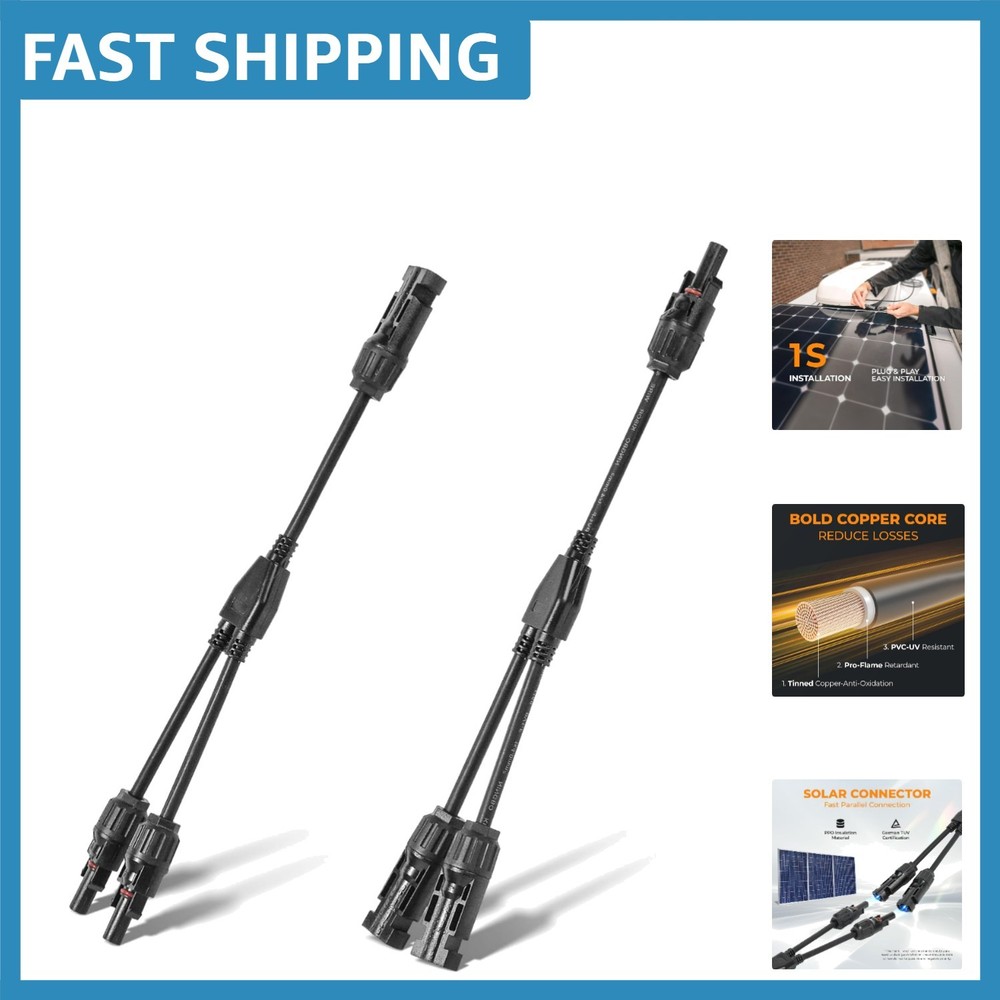 Weather-Resistant Solar Panel Y-Splitter Connectors – 30A Certified Performance