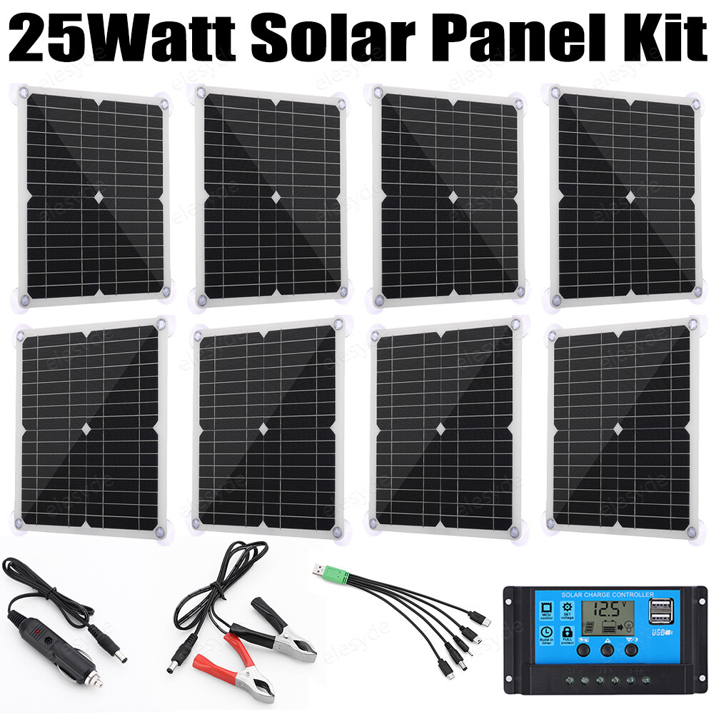 25 Watts Solar Panel 12V Trickle Charger Battery Charger Kit with Controller Lot