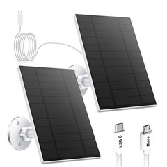 5W Solar Panel for Security Camera, Solar Panel with Micro USB & USB-C Port f…