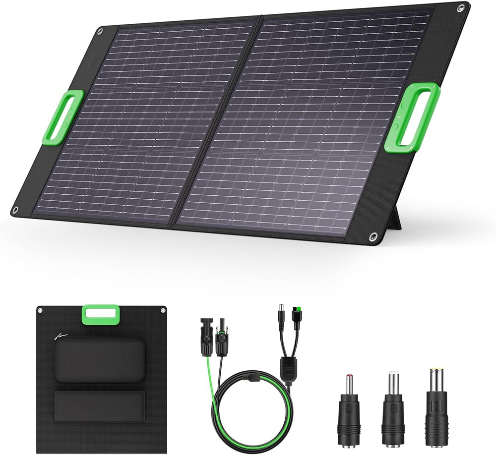 100W Portable Solar Panel, 23.5% High Efficiency ETFE Foldable Solar Charger for