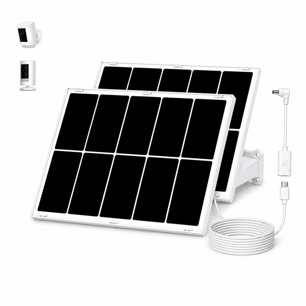 SECUPOE(2 Pack) 12W Solar Panel for Ring Cameras,10ft cable,5V USB-C Solar Panel