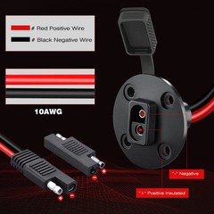 2 Pack SAE Connector Power Socket Sidewall Port, 10AWG Weatherproof Quick Con…