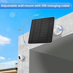 Solar Panel Ring Camera Spotlight Cam Pro Plus Battery 5W 13FT Cable Waterproof