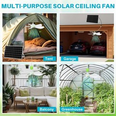 2 Set Solar Ceiling Fan Kit W/ 15w Panel USB Hanging Fan 15.74» Dual Power