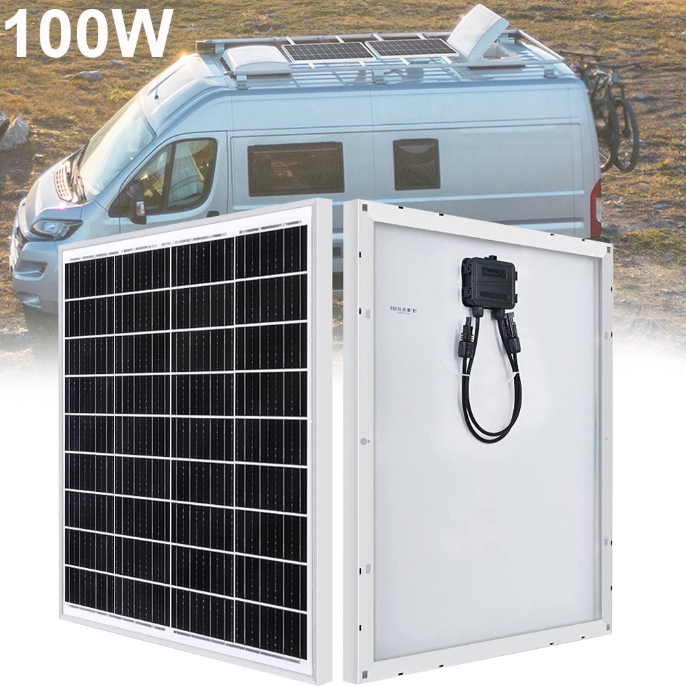 2 Pack Solar Panel 100 Watt 12 Volt Monocrystalline Module Charger for RV Marine
