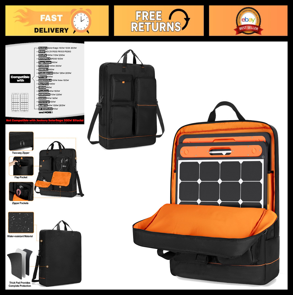 Solar Panel Storage Bag – Padded Carry Case for 100W/200W Panels, Organizer, Bri